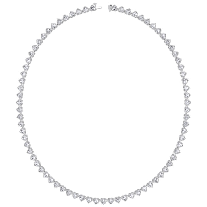 Heart Shape Bezel Set Lab Grown Diamond Tennis Necklace White 