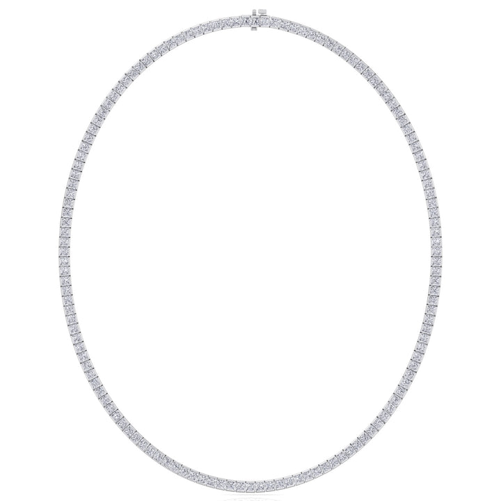 Channel Setting Princess Cut Lab-Grown Diamond Tennis Necklace  14K Solid Gold-12CT-White Gold