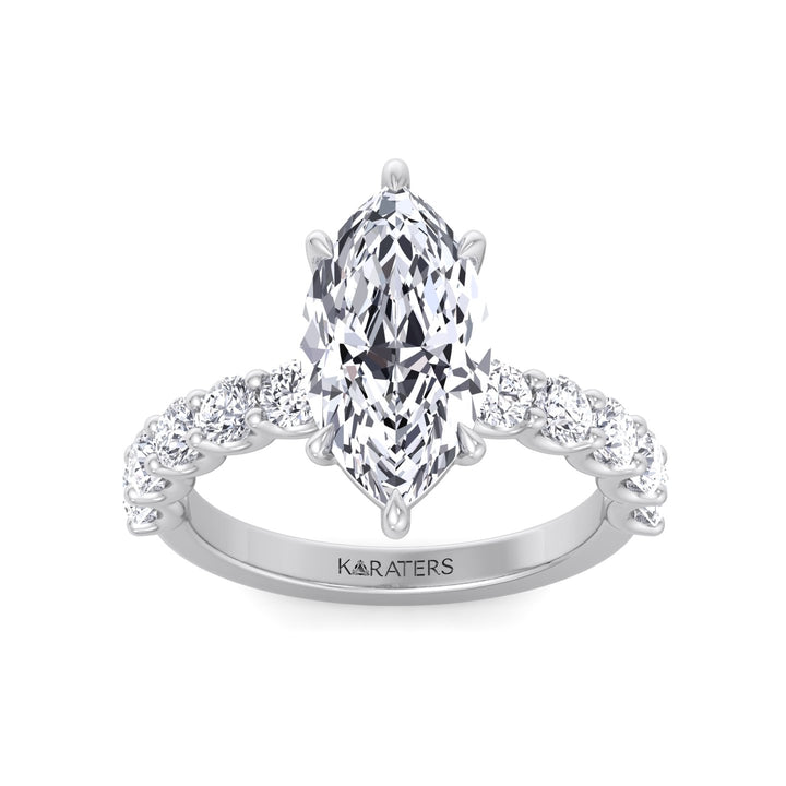 Flavia - Marquise Cut Lab Grown Diamond Halfway Eternity Style Engagement Ring