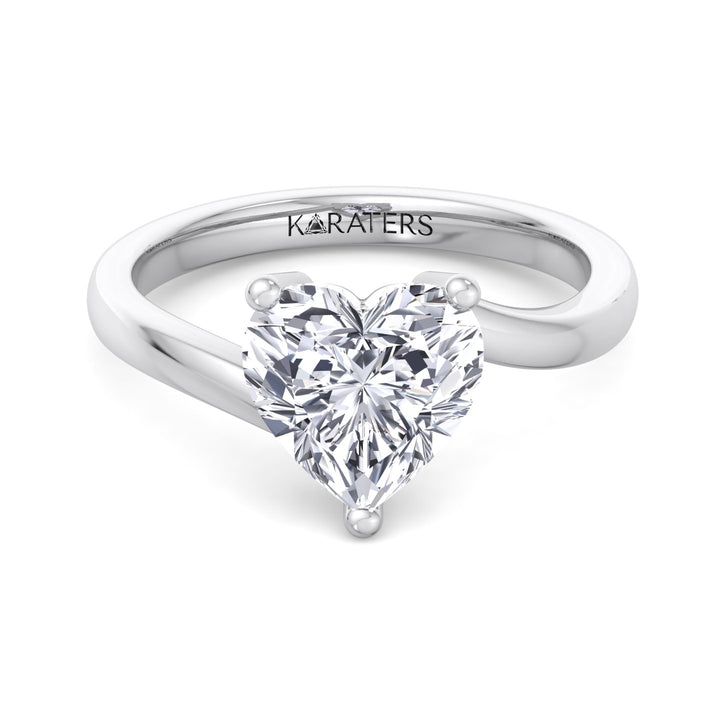 Heart Shaped Cut Solitaire Lab Grown Diamond Engagement Ring