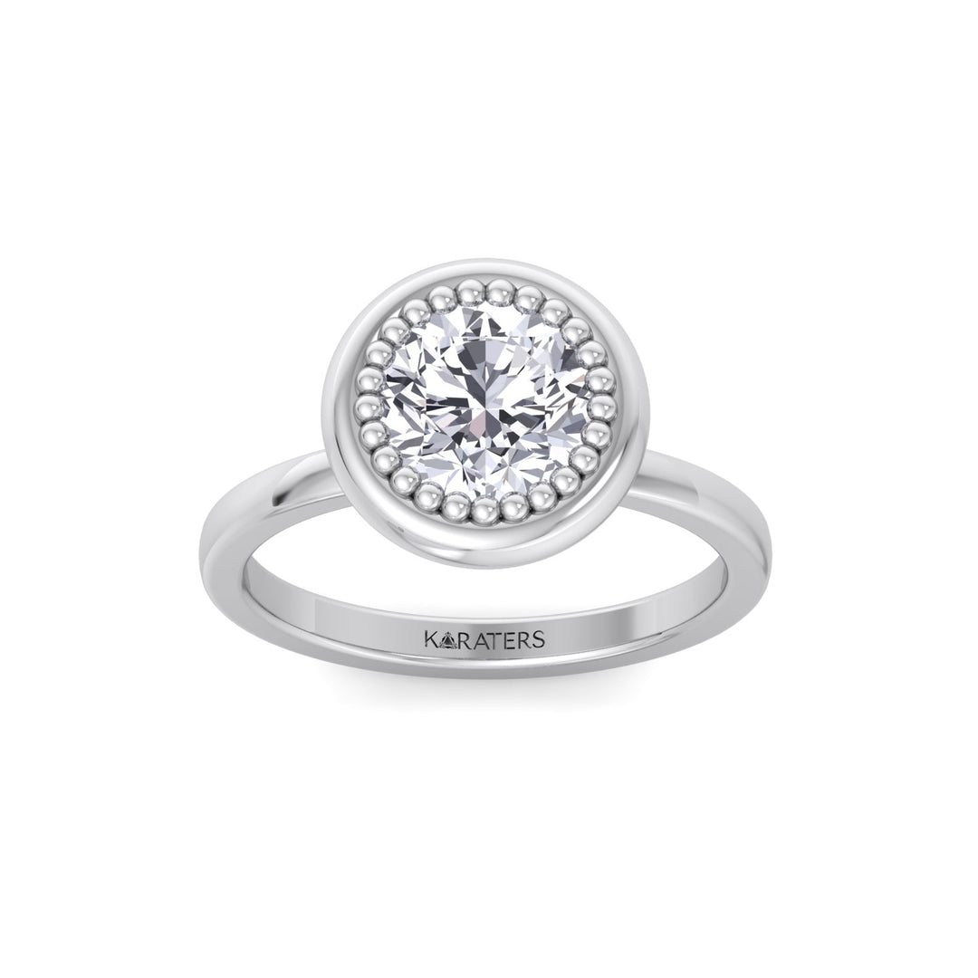 Halo Bezel Set Bubble with Round Shape Lab-Grown Diamond Engagement Ring White Gold 14K 18K