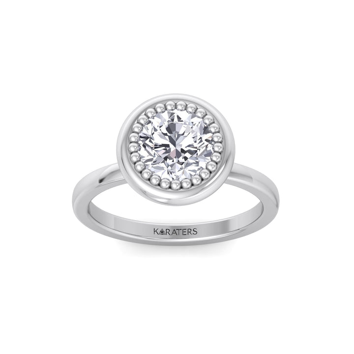 Halo Bezel Set Bubble with Round Shape Lab-Grown Diamond Engagement Ring White Gold 14K 18K