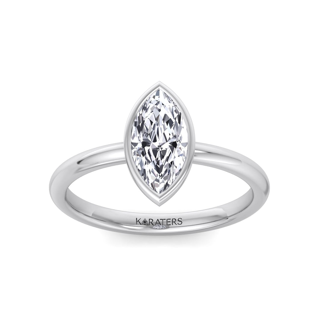 Bezel Set Marquise Shape Lab-Grown Diamond Engagement Ring