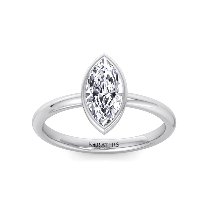 Bezel Set Marquise Shape Lab-Grown Diamond Engagement Ring