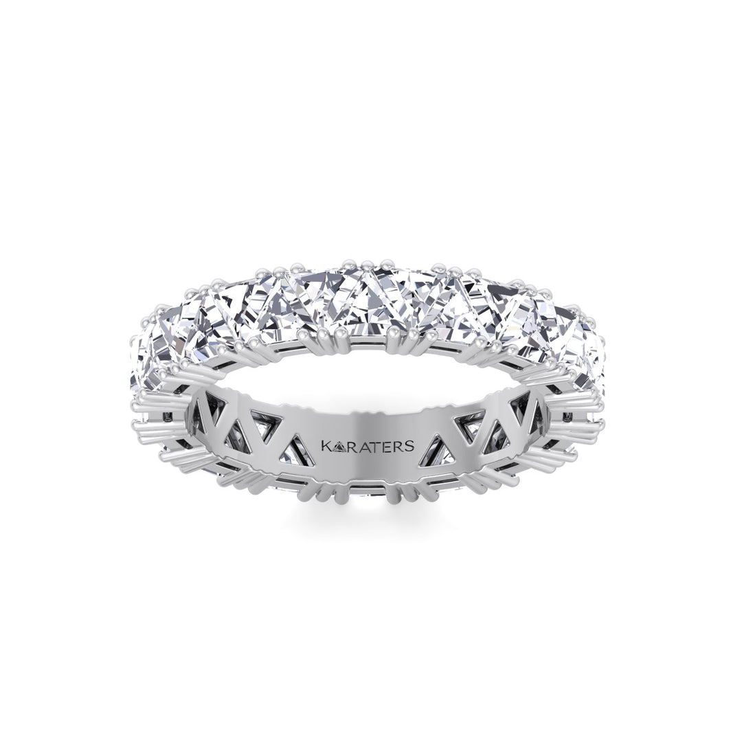 Trillion Cut Lab Grown Diamond Eternity Band White Gold 14K 18K