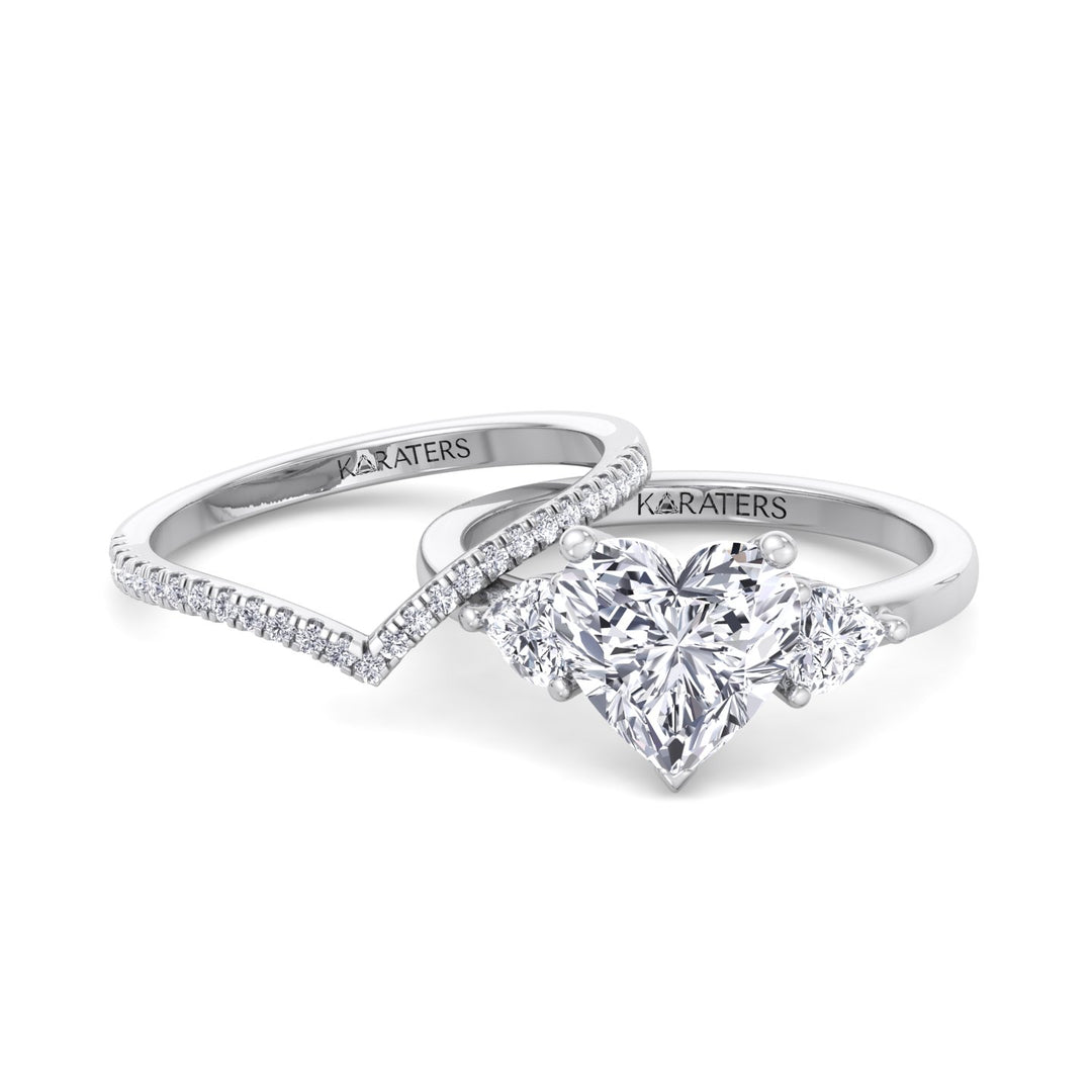 4.8CT Total Weight Heart Shape Lab Grown Diamond Wedding Set White Gold 14K
