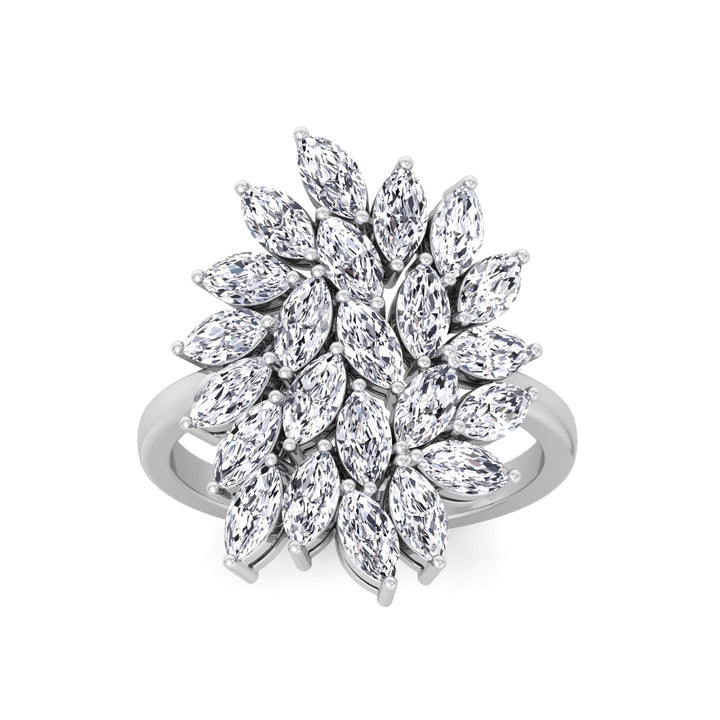 Marquise Cut Cluster Lab Grown Diamond Ring  WG