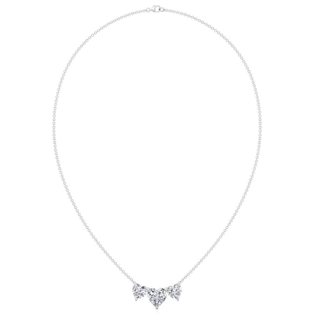 Triple Heart Shape Lab Grown Diamond Pendant White Gold 14K 18K