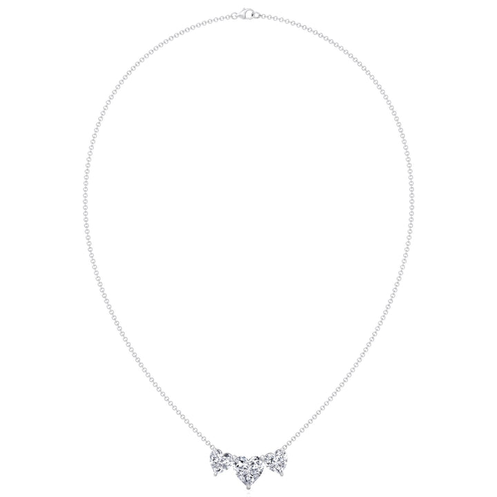 Triple Heart Shape Lab Grown Diamond Pendant White Gold 14K 18K