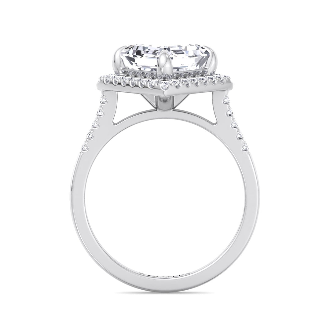 Asscher Cut Lab Grown Diamond Engagement Ring With A Halo
