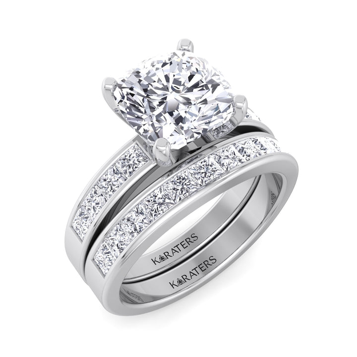 3.85CT Total Weight Channel Stye Lab Grown Diamond Wedding Set White Gold 18K
