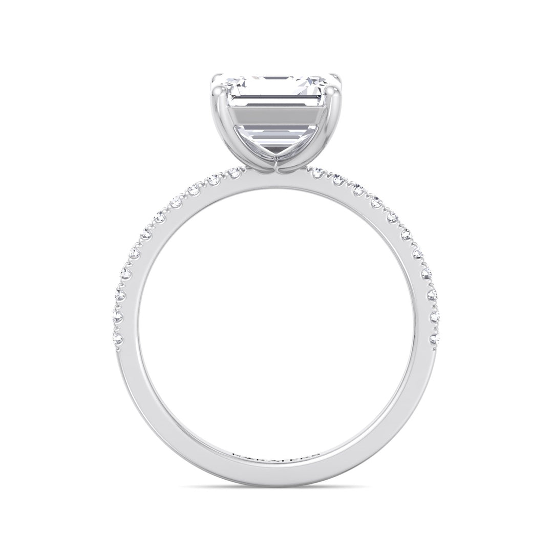 Asscher Cut Lab Grown Diamond Dainty Engagement Ring with SideStones