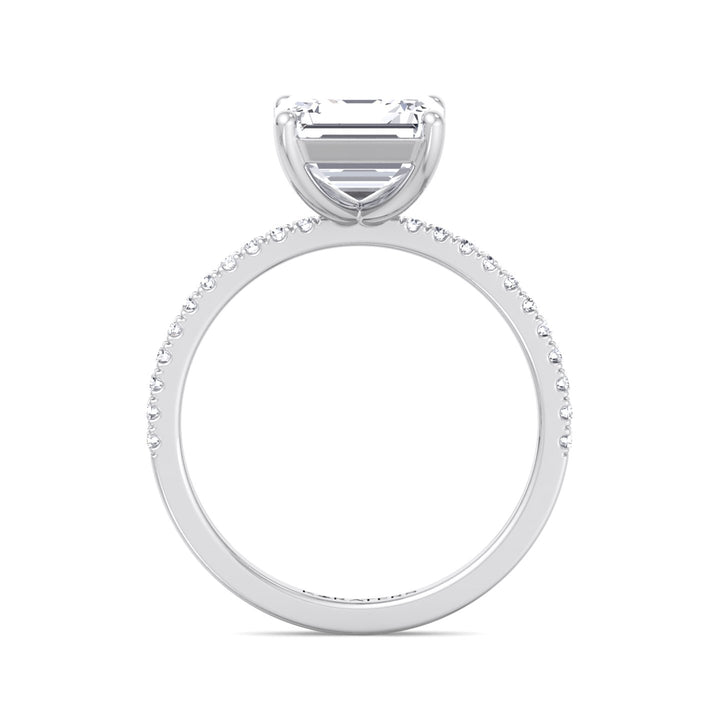 Asscher Cut Lab Grown Diamond Dainty Engagement Ring with SideStones
