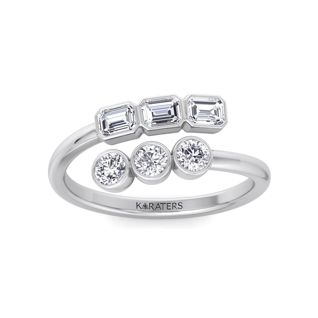 Round & Emerald Shape Wrap Around Lab-Grown Diamond Eternity Band WG 3