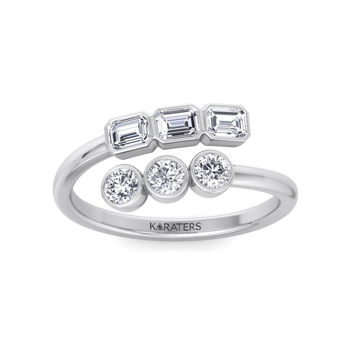 Round & Emerald Shape Wrap Around Lab-Grown Diamond Eternity Band WG 3