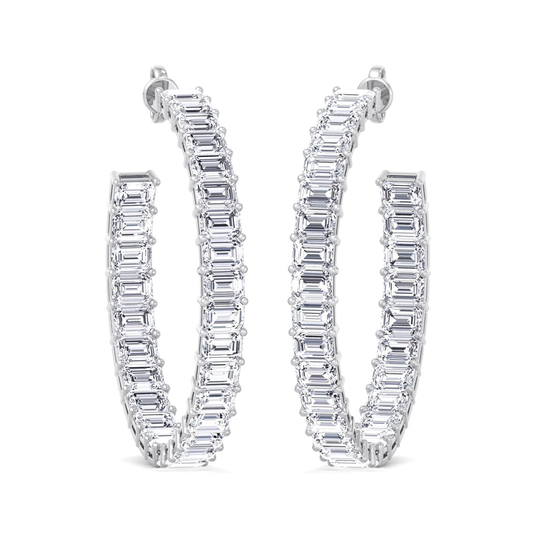 Emerald-Cut Lab Grown Diamond Hoops White Gold 14K 18K