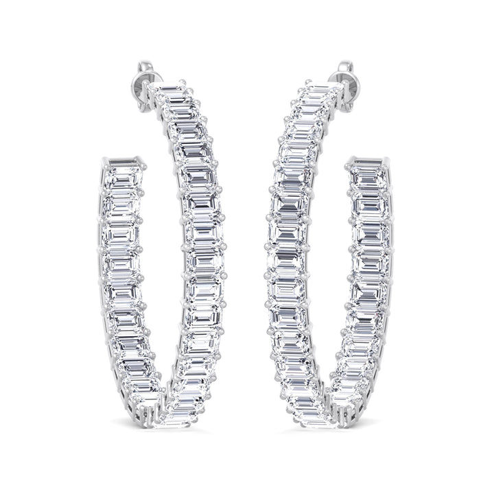 Emerald-Cut Lab Grown Diamond Hoops White Gold 14K 18K
