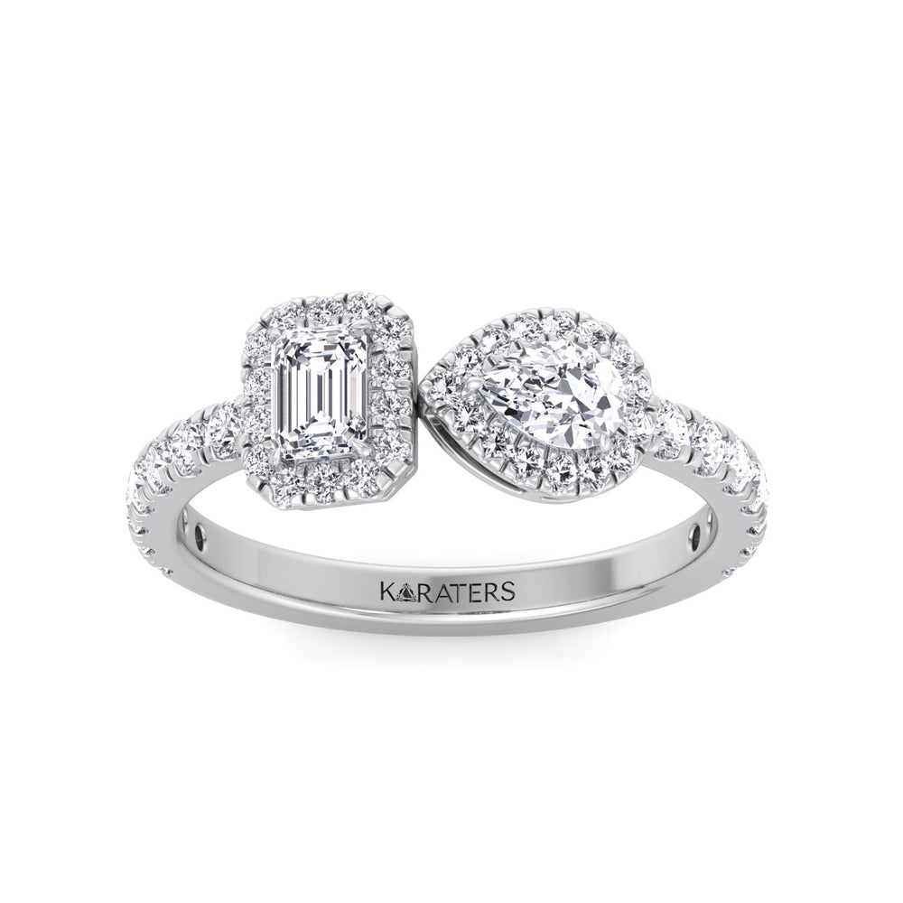 Toi Et Moi Halo Engagement Ring-Platinum-Platinum