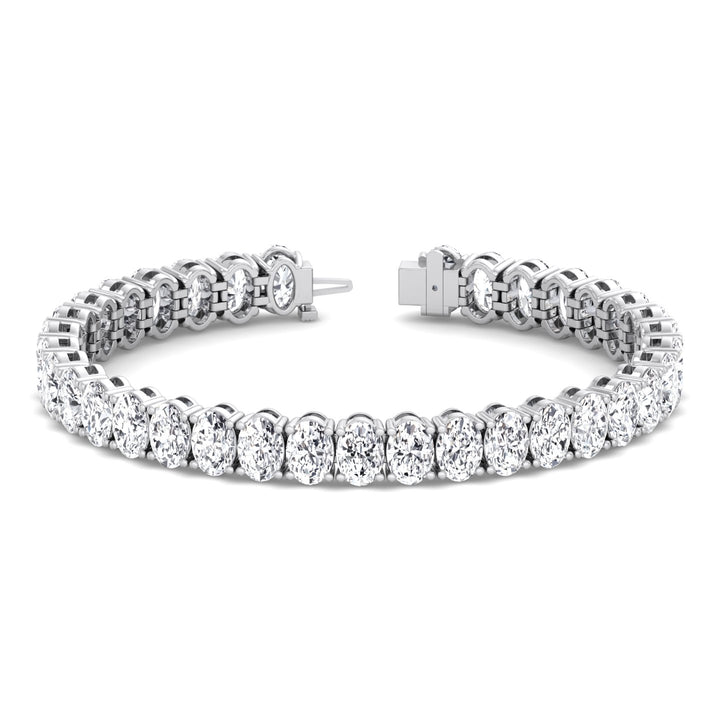Oval Cut Lab-Grown Diamond Tennis Bracelet 14K Solid Gold