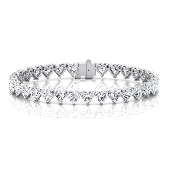 Heart Shape Lab Grown Diamond Tennis Bracelet White Gold 14K 18K