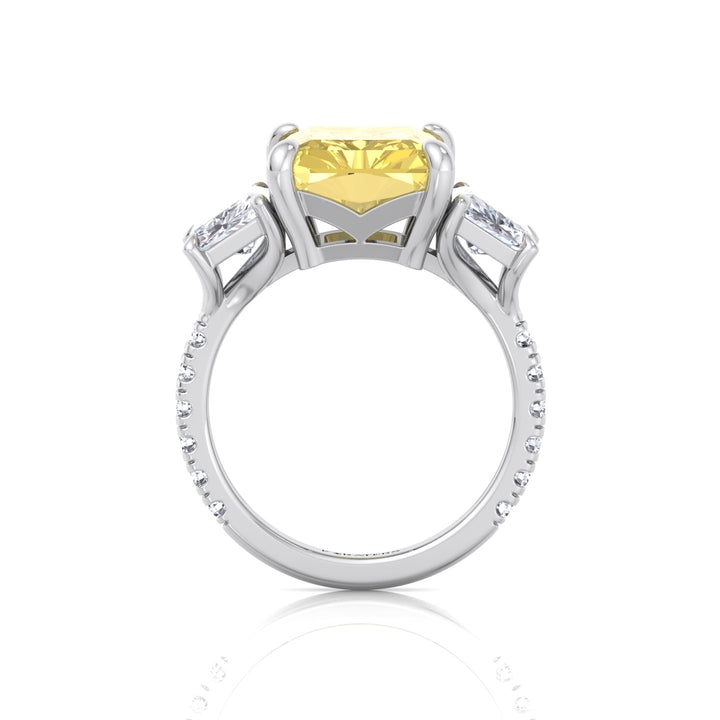 Fancy Yellow Radiant Cut Lab-Grown Diamond Engagement Ring with Pave Sidestones White Gold