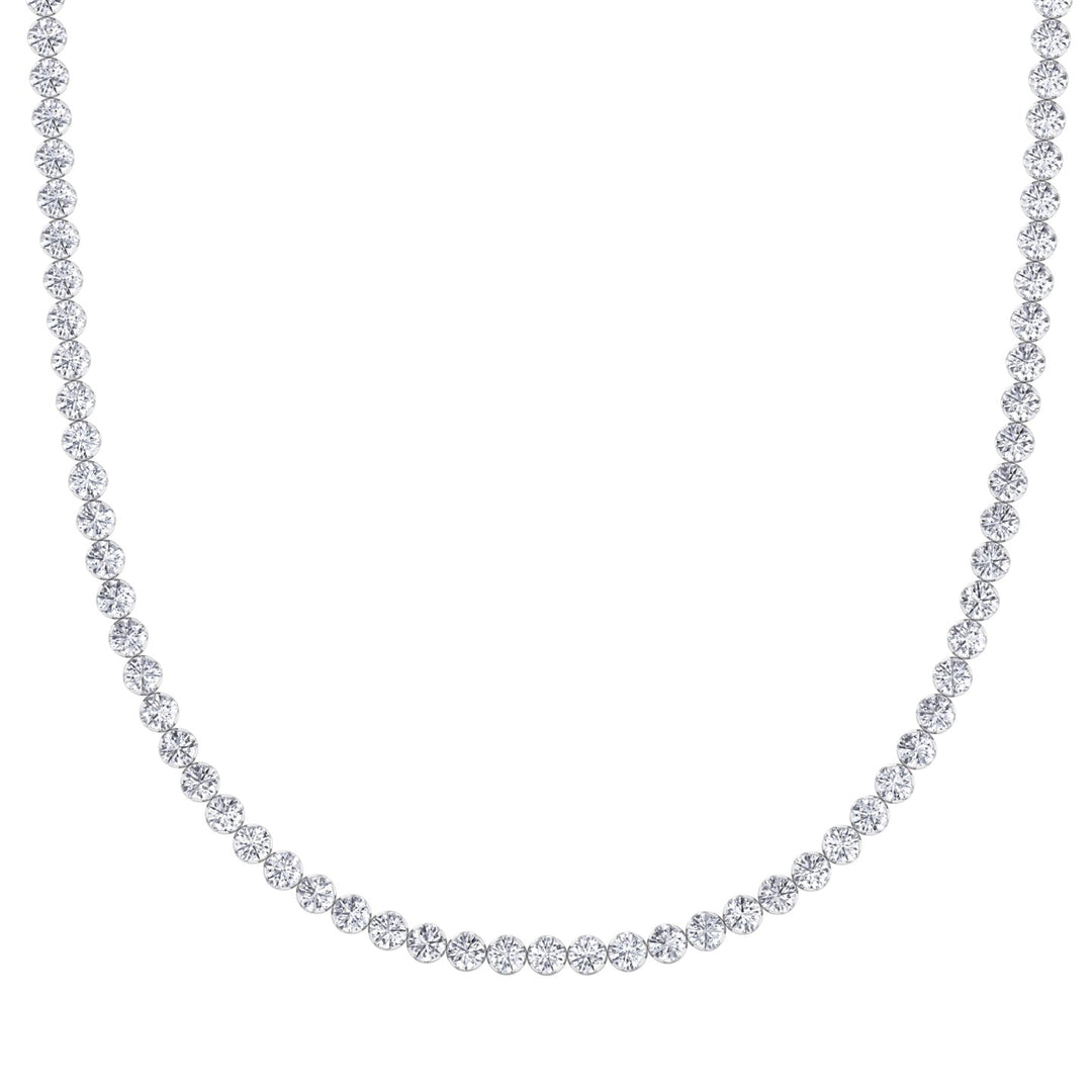Illusion Set Round Shape Lab Grown Diamond Tennis Necklace White Gold 14K 18K