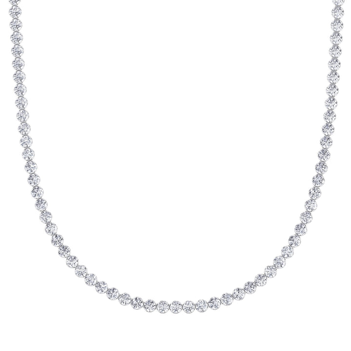 Illusion Set Round Shape Lab Grown Diamond Tennis Necklace White Gold 14K 18K