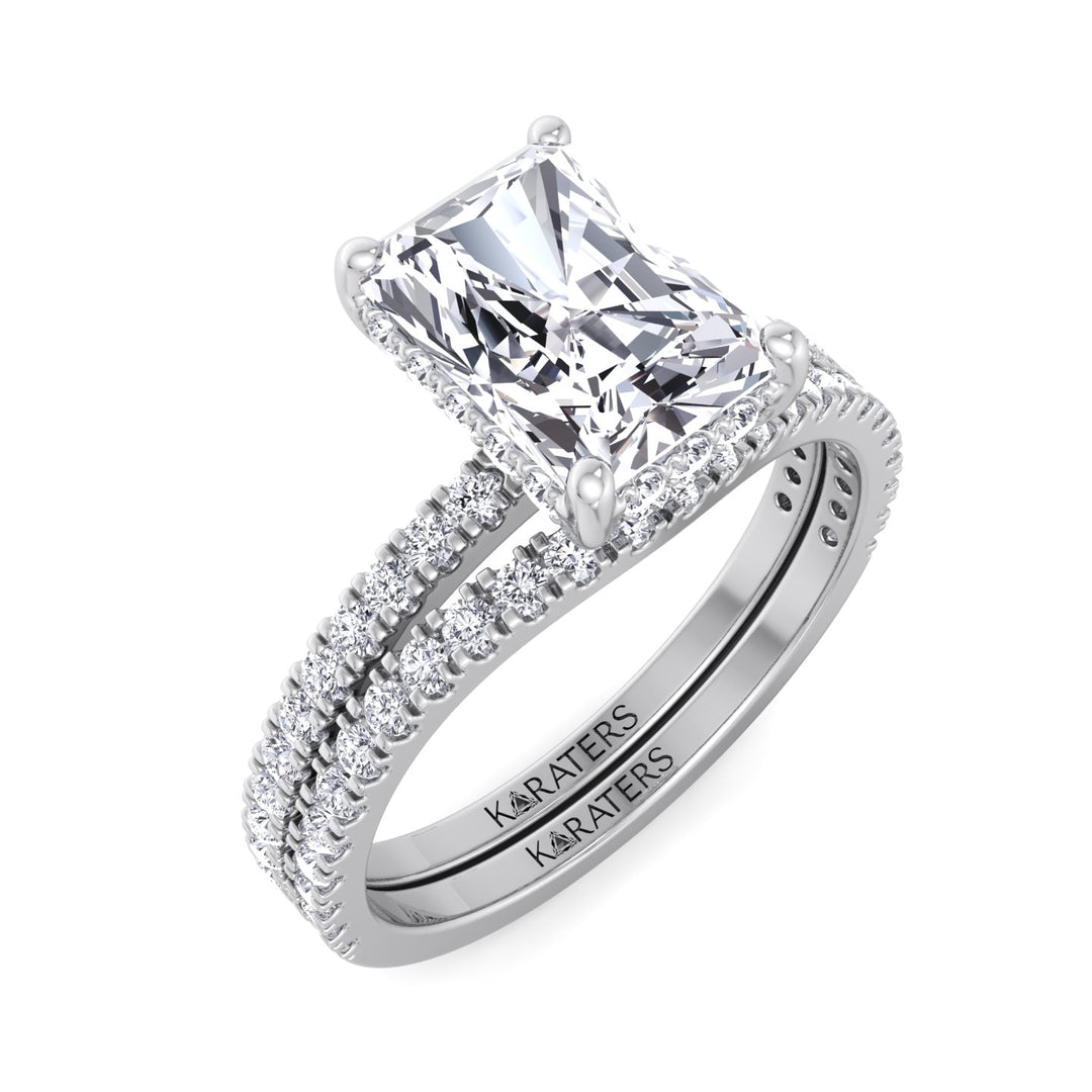3.80CT Total Weight Radiant Cut Lab Grown Diamond Wedding Set White Gold 18K