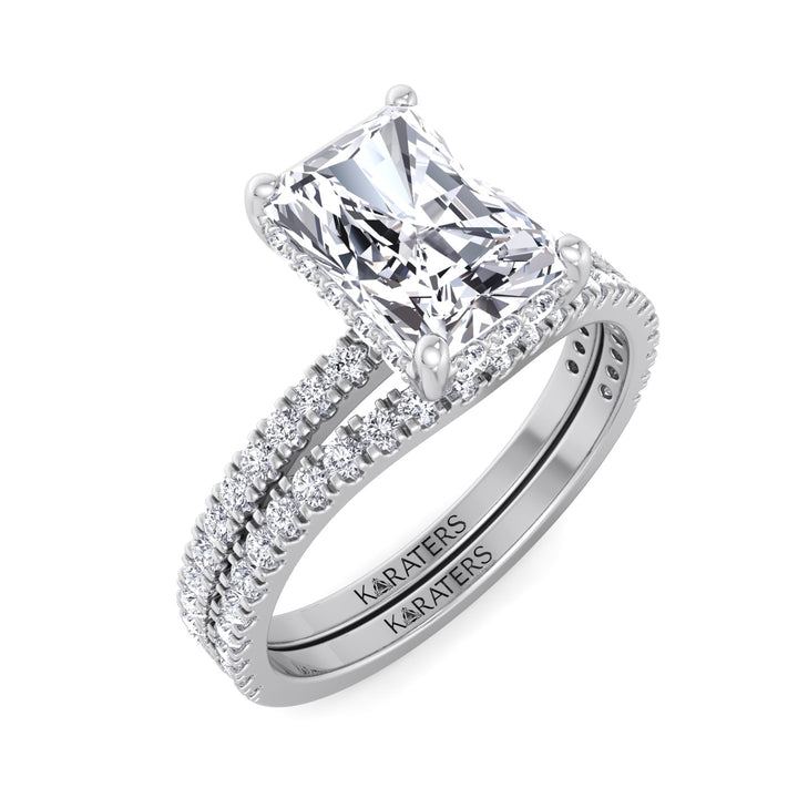 3.80CT Total Weight Radiant Cut Lab Grown Diamond Wedding Set White Gold 18K