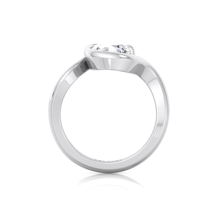 Pear Shape Lab Grown Diamond Twist Band Engagement Ring WG 4