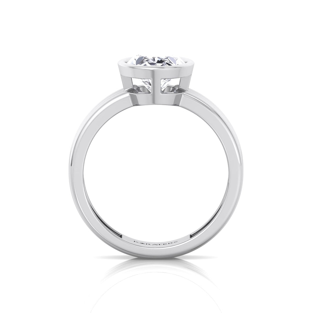 Triple Band Oval Shape Lab-Grown Diamond Engagement Ring White Gold