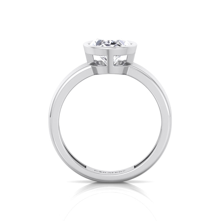 Triple Band Oval Shape Lab-Grown Diamond Engagement Ring White Gold
