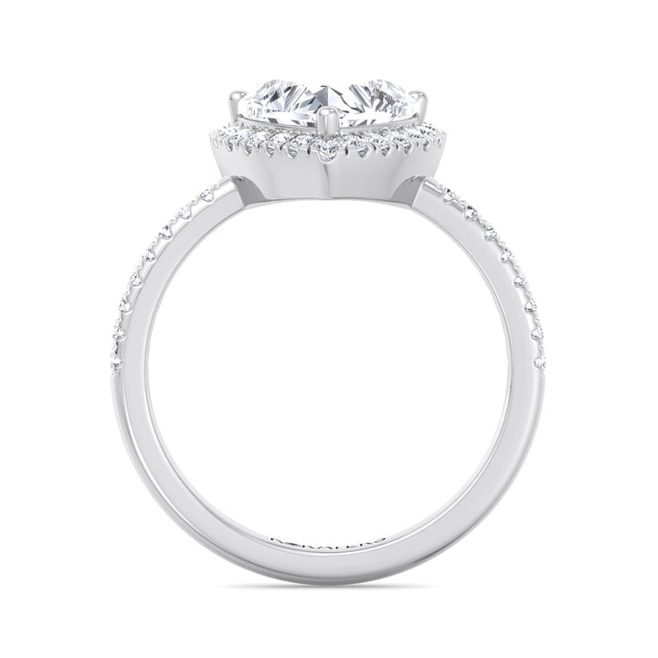 Heart Shaped Cut Lab Grown Diamond Engagement Ring with Halo & SideStones