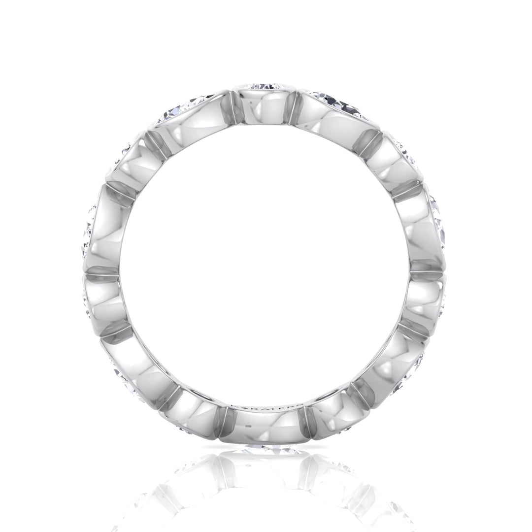 Bezel Set Round and Pear Shape Lab Grown Diamond Eternity Band White Gold 2ct
