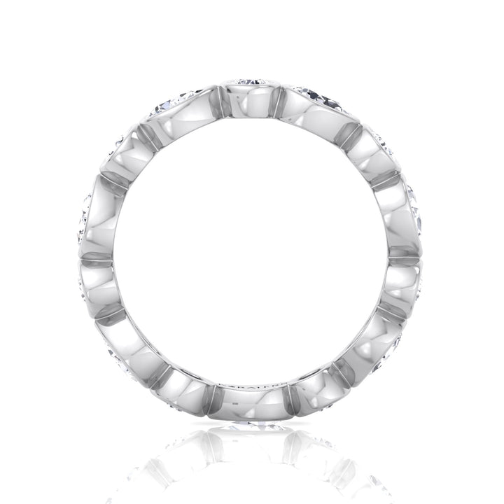 Bezel Set Round and Pear Shape Lab Grown Diamond Eternity Band White Gold 2ct