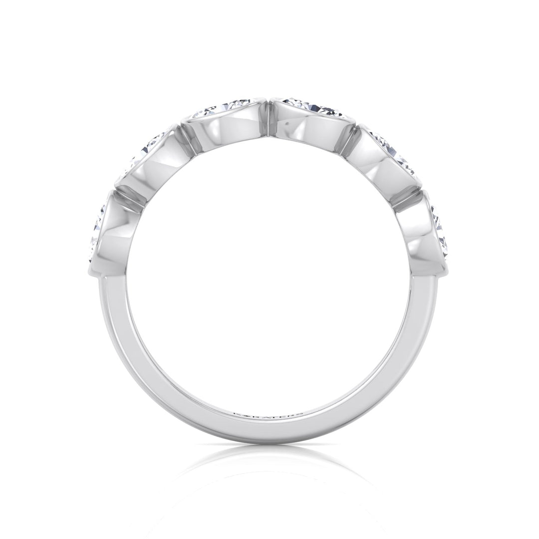Bezel Set East To West Oval Shape Lab-Grown Diamond Halfway Eternity Band White Gold