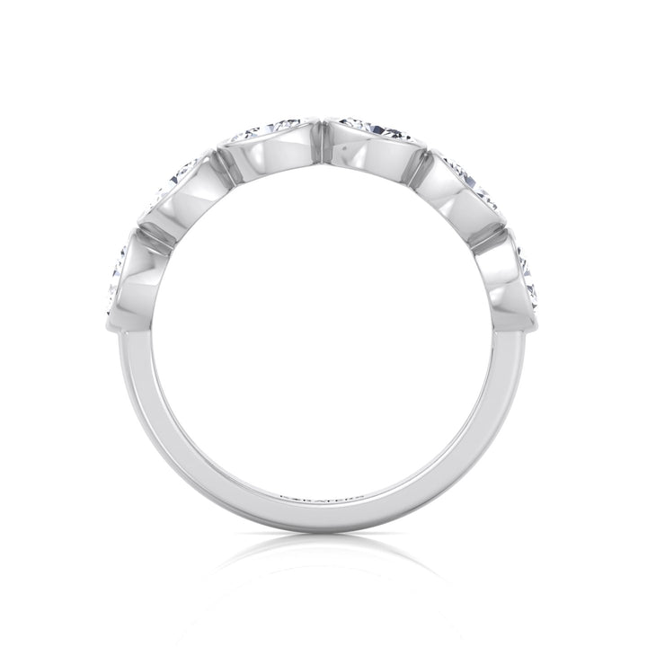 Bezel Set East To West Oval Shape Lab-Grown Diamond Halfway Eternity Band White Gold