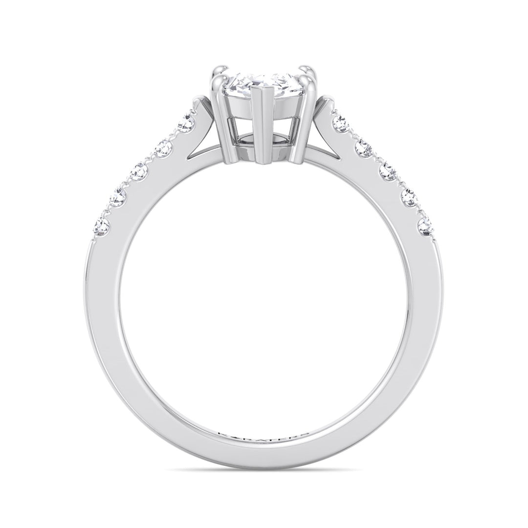 6 Prong Marquise Cut Lab Grown Diamond Engagement Ring With Side Stones