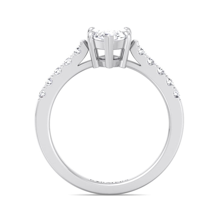 6 Prong Marquise Cut Lab Grown Diamond Engagement Ring With Side Stones