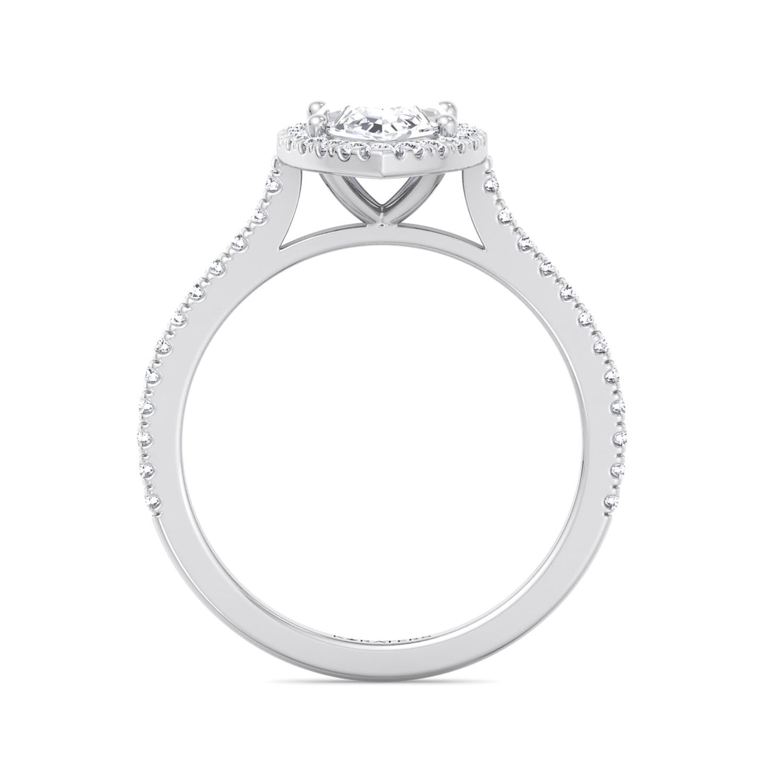 Aster - Marquise Cut Lab Grown Diamond Engagement Ring with SideStones & Halo