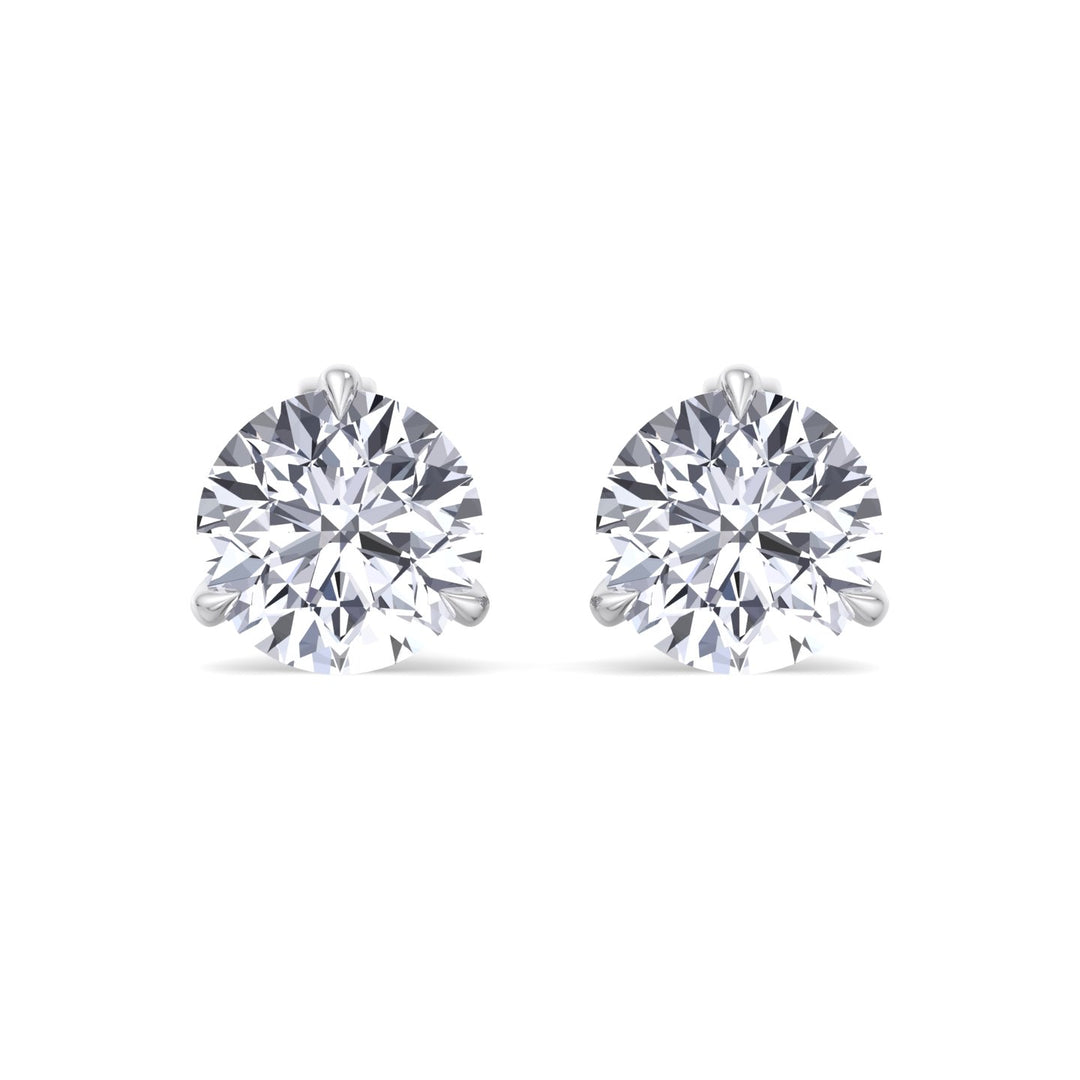3 Prong Round Cut  Lab-Grown Diamond Studs WG 3
