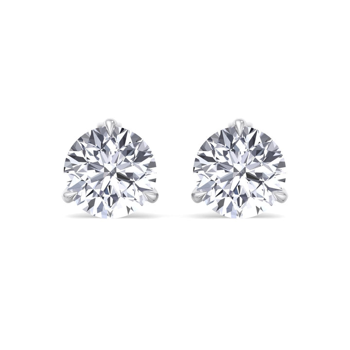 3 Prong Round Cut  Lab-Grown Diamond Studs WG 3