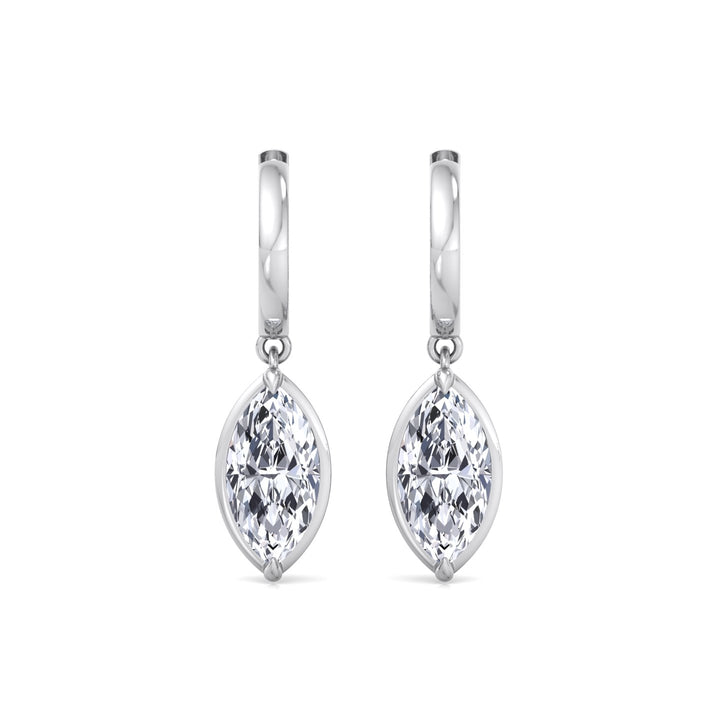 Marquise Shape Lab Grown Diamond Dangle Earrings WG