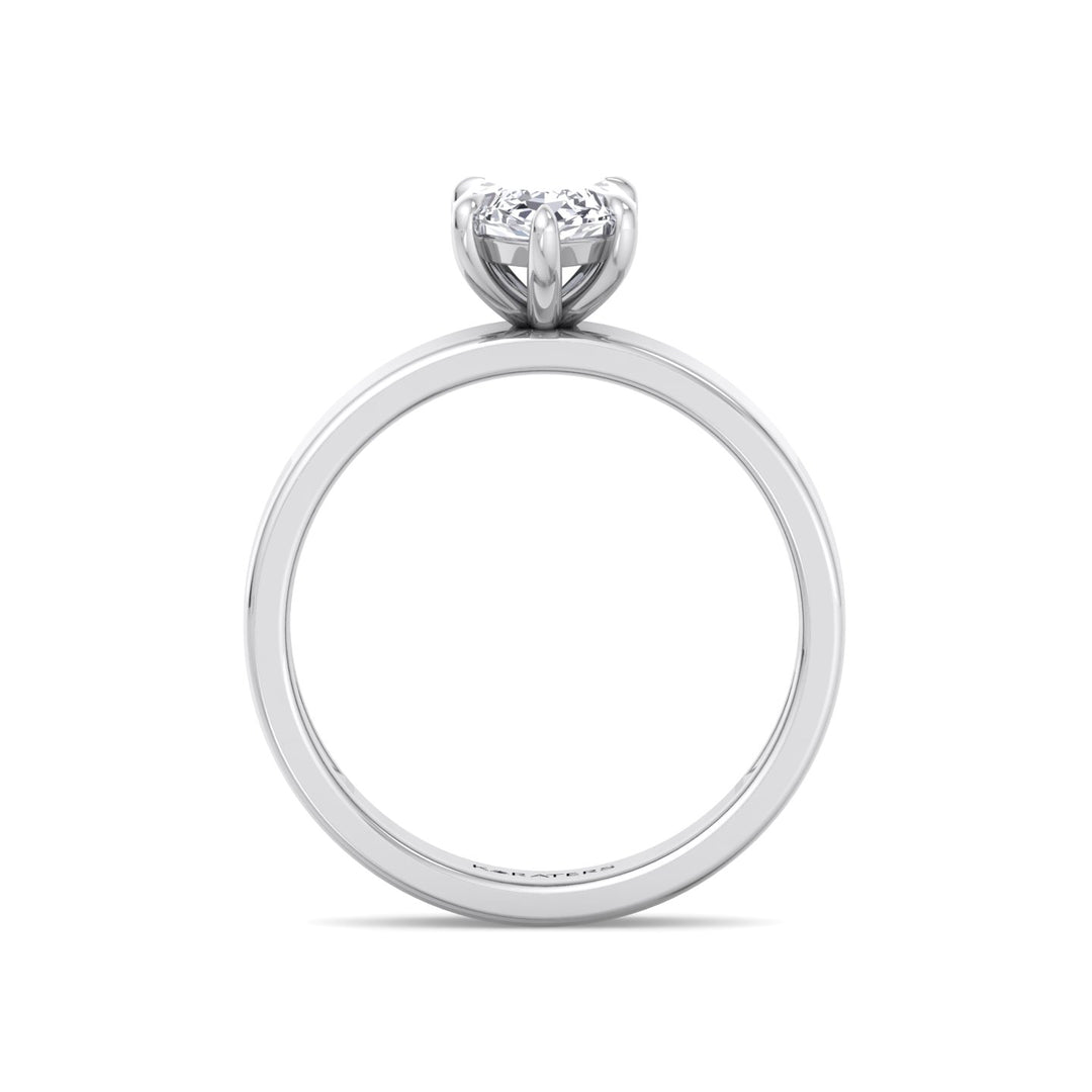 Marquise Shape Lab Grown Diamond Engagement Ring with Wide Band White Gold 