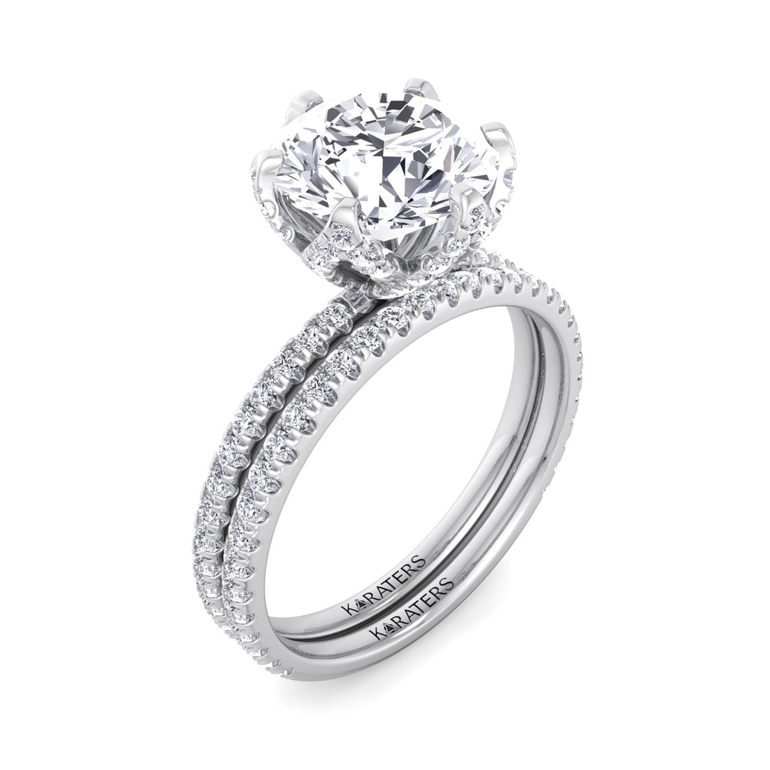 4.40CT Total Weight Round Halo Lab Grown Diamond Wedding Set White Gold 18K