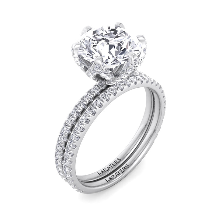 4.40CT Total Weight Round Halo Lab Grown Diamond Wedding Set White Gold 18K