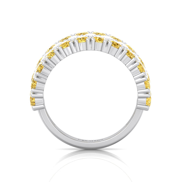 Pear Shape Fancy Yellow and Marquise Lab-Grown Diamond Cocktail Ring  WG 4