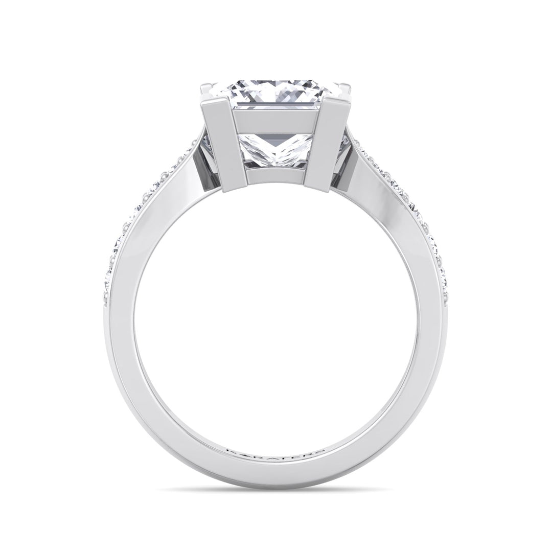 Princess Cut Lab-Grown Diamond Engagement Ring with SideStones Channel Setting