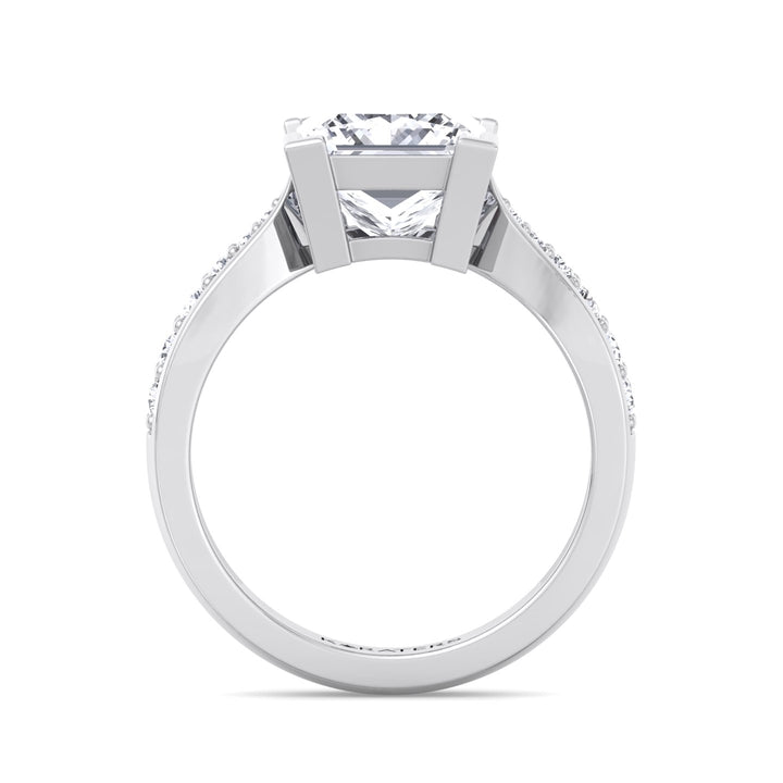 Princess Cut Lab-Grown Diamond Engagement Ring with SideStones Channel Setting