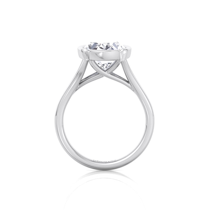 Oval Shape Lab-Grown Diamond Split Band Engagement Ring WG 6